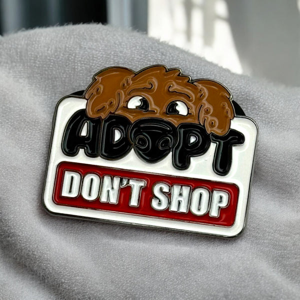 Adopt Don't Shop Dog Face Lapel Pin – Cute Enamel Pin for Animal Lovers